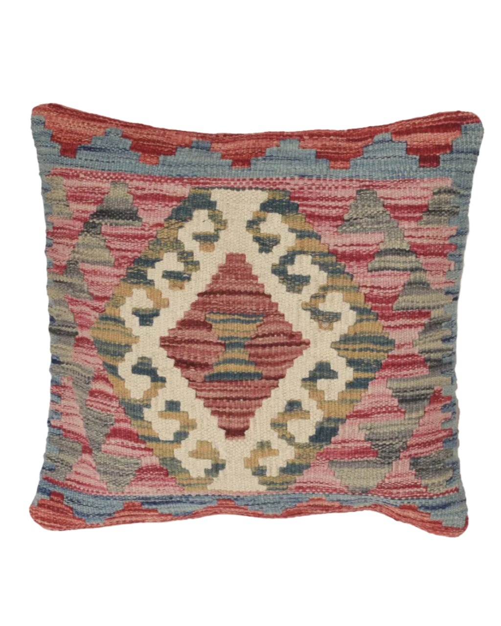 Decorative pillow with geometric pattern on a white background