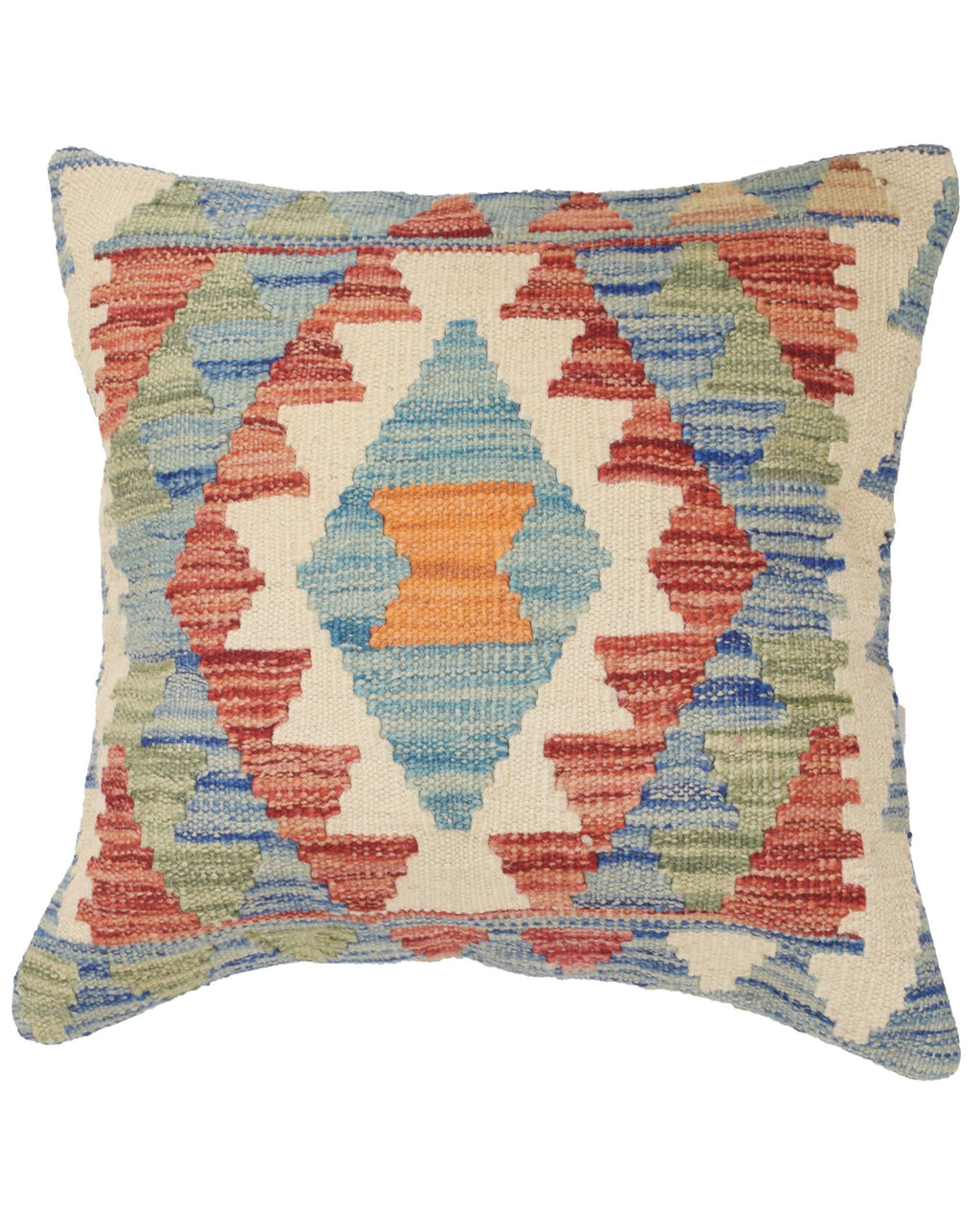 Decorative pillow with geometric pattern on a white background