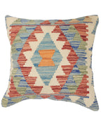 Decorative pillow with geometric pattern on a white background