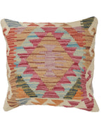Decorative pillow with geometric pattern on a white background