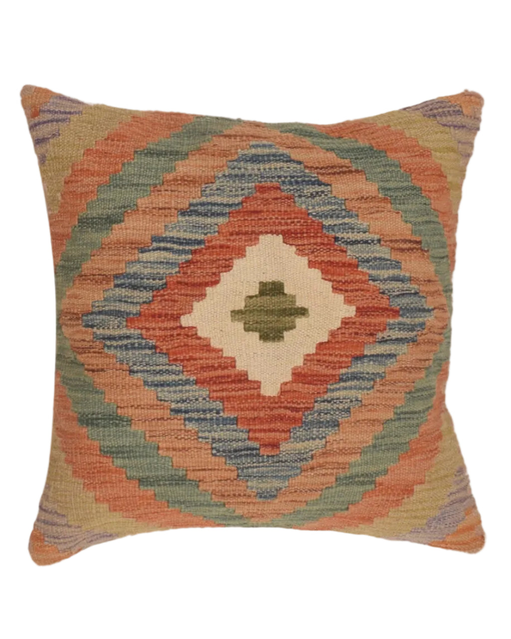 Decorative pillow with geometric pattern on a white background