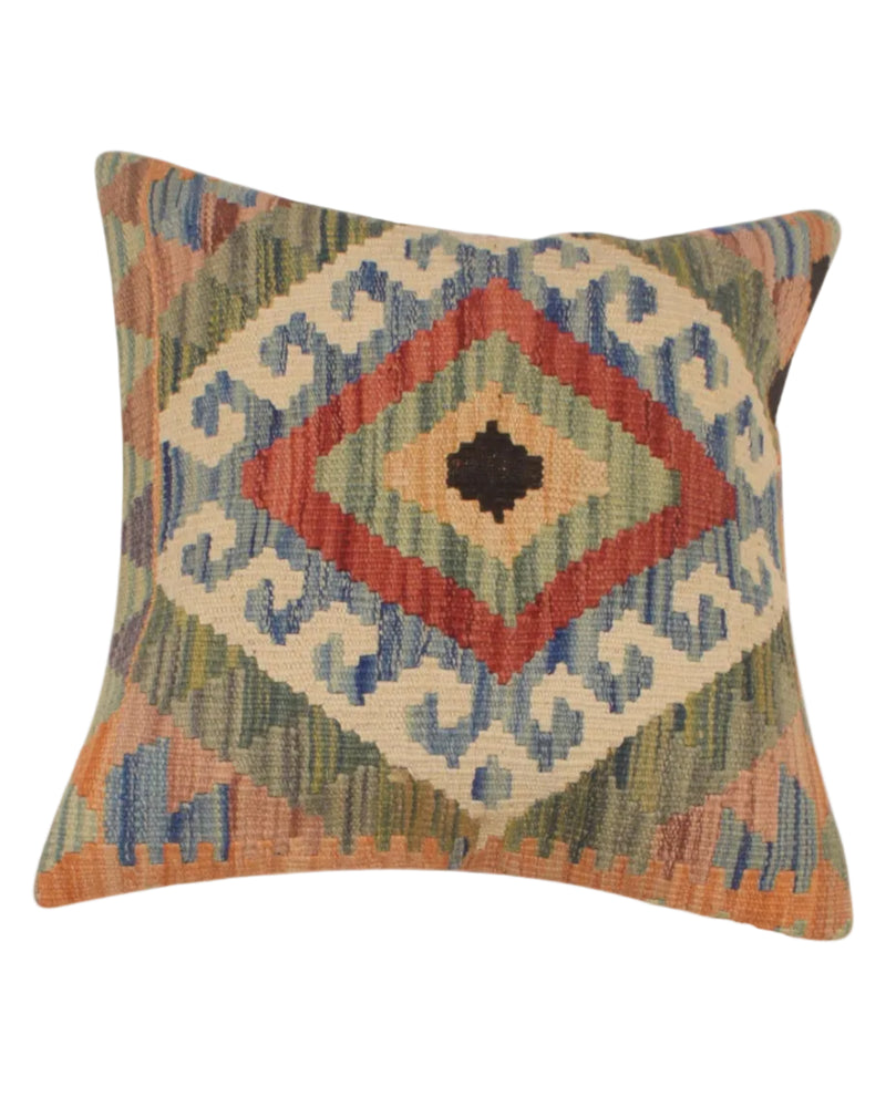 Decorative pillow with geometric pattern on a white background