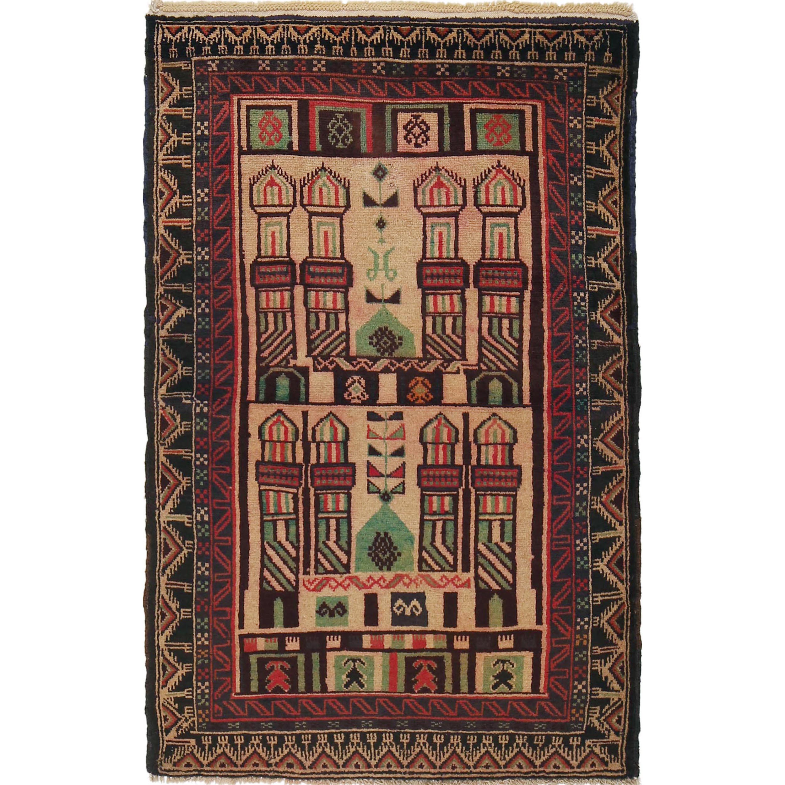 Prayer Rug Handmade Afghan Craft 4.7x3.1 ft