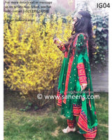 Afghan traditional bridal kuchi dress for nikkah in green color