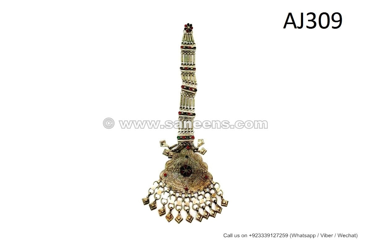 afghan kuchi collar jewellery metal buttons studs