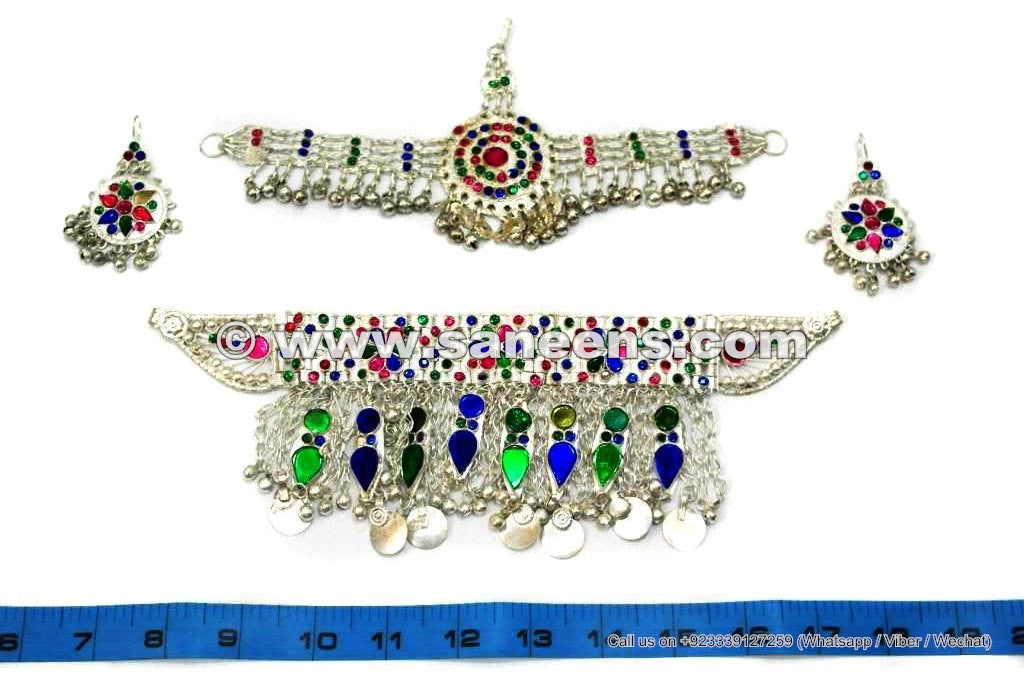 kuchi pashtun jewelry set necklace earrings haddress