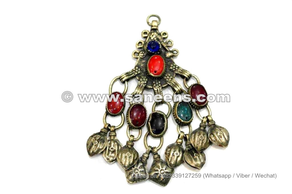 kuchi afghan coins with gems and dangles
