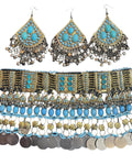 nomad jewelry set with turquoise glass gems