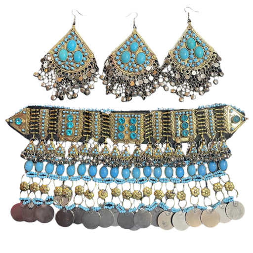 nomad jewelry set with turquoise glass gems