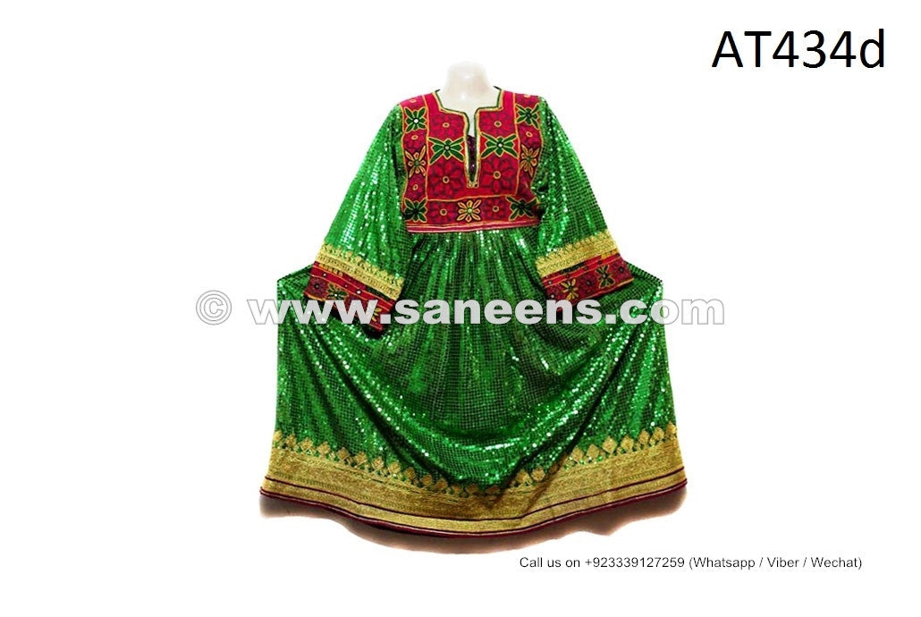 Afghan Women Long Frock Kuchi Fashion Vintage Shirt With Nice Sequin Work