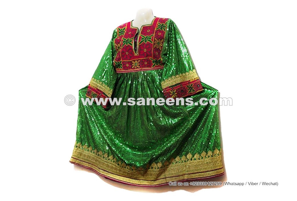 Afghan Women Long Frock Kuchi Fashion Vintage Shirt With Nice Sequin Work