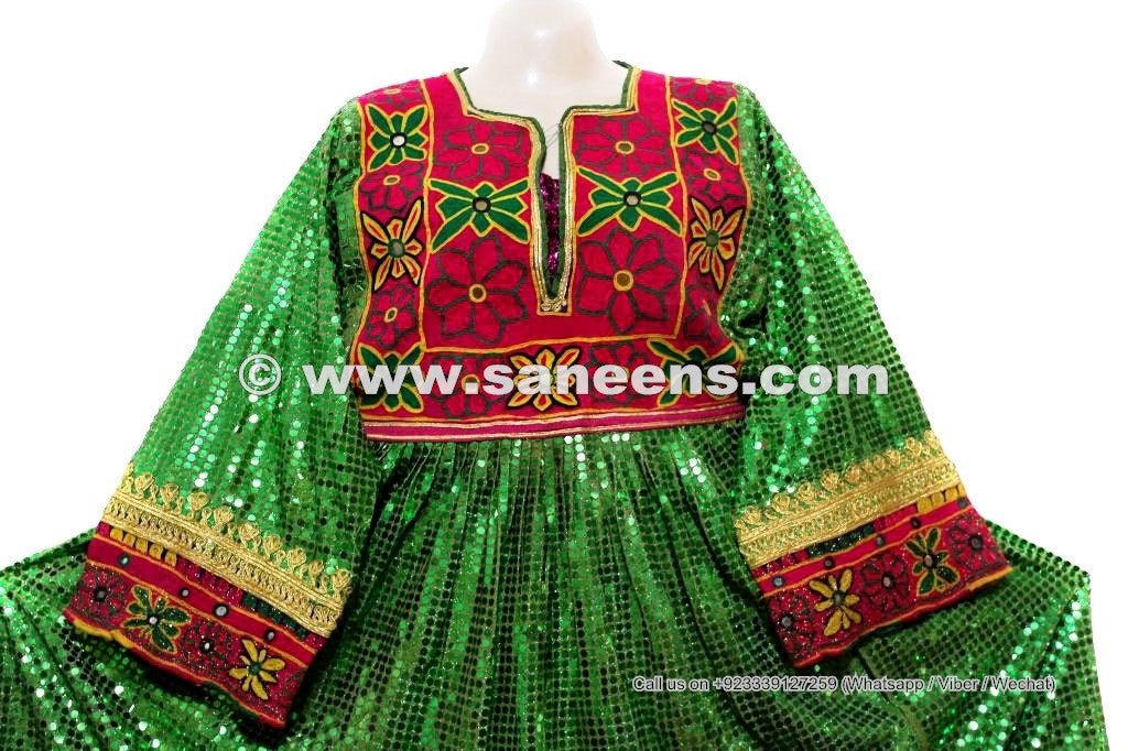 Afghan Women Long Frock Kuchi Fashion Vintage Shirt With Nice Sequin Work
