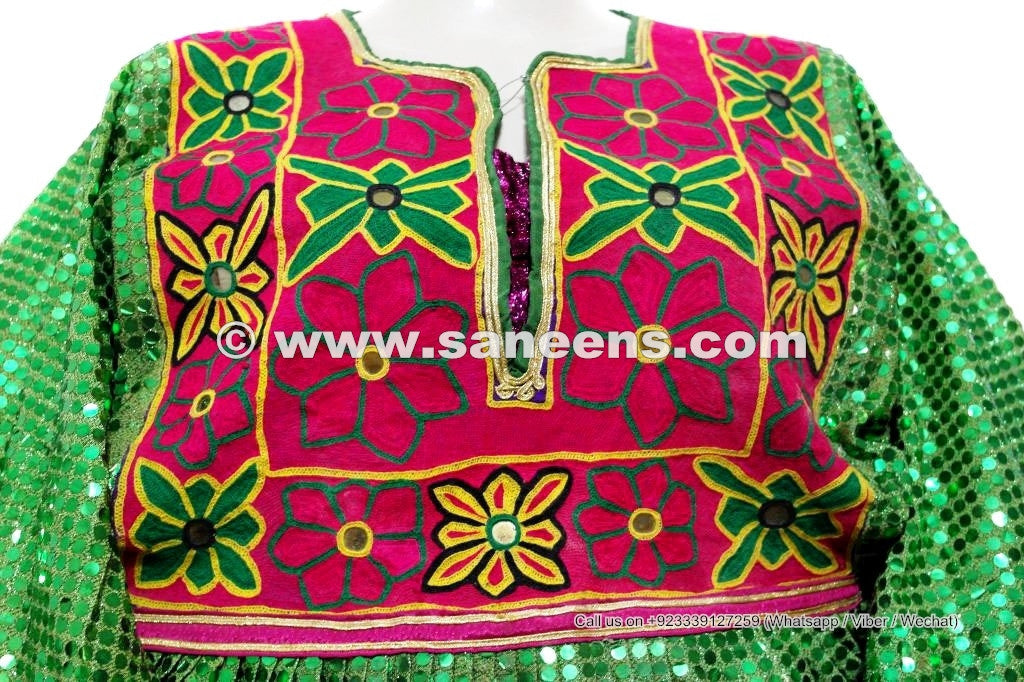 Afghan Women Long Frock Kuchi Fashion Vintage Shirt With Nice Sequin Work