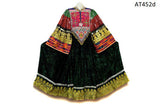 Formal Afghan Women Dress In Glowing Green Color Tribal Ethnic Coin Frock
