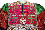Formal Afghan Women Dress In Glowing Green Color Tribal Ethnic Coin Frock