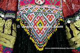 Formal Afghan Women Dress In Glowing Green Color Tribal Ethnic Coin Frock