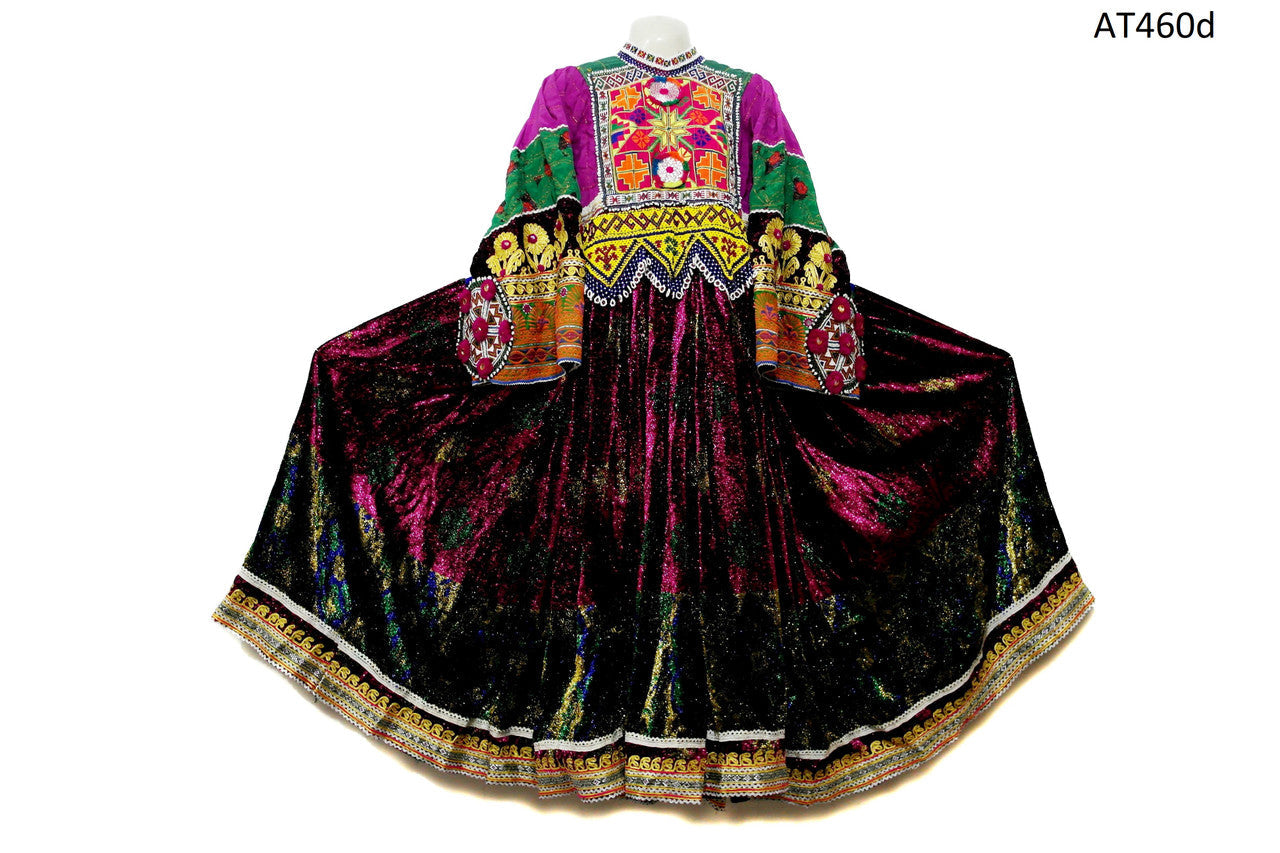Kuchi Tribal Rainbow Frock Unique Design Afghan Nomad Vintage Dress