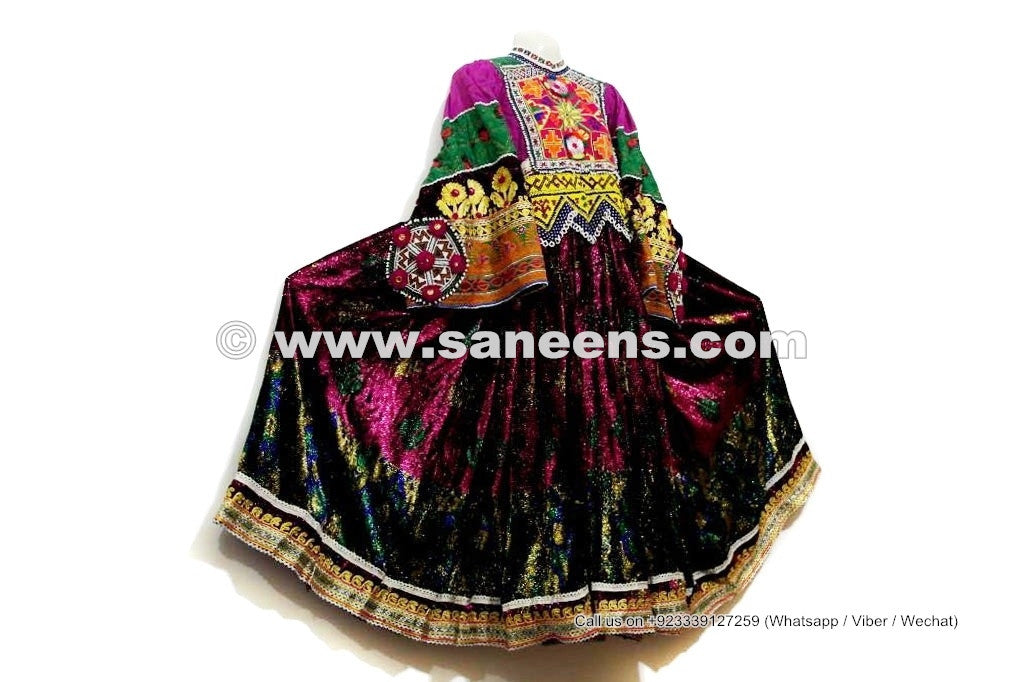 Kuchi Tribal Rainbow Frock Unique Design Afghan Nomad Vintage Dress
