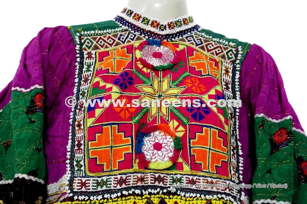 Kuchi Tribal Rainbow Frock Unique Design Afghan Nomad Vintage Dress