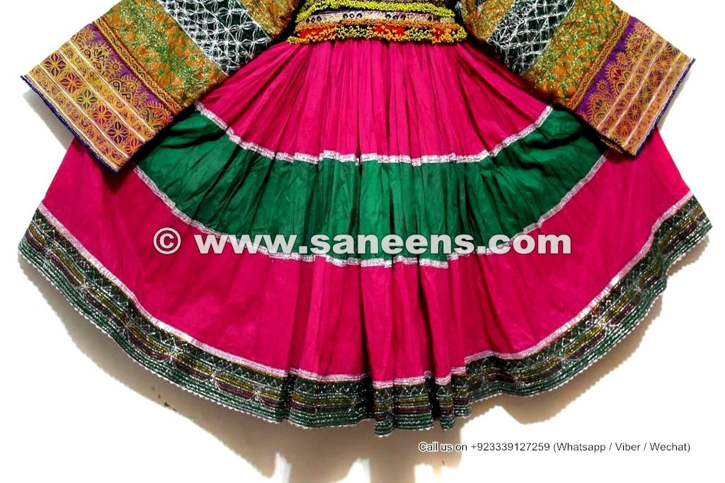 Tribal Fusion Costume Full Embroidered Kuchi Frock Afghan Nomad Vintage Clothes