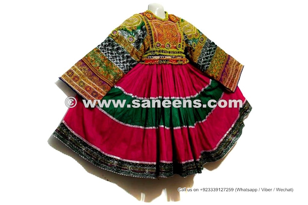Tribal Fusion Costume Full Embroidered Kuchi Frock Afghan Nomad Vintage Clothes