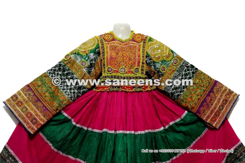 Tribal Fusion Costume Full Embroidered Kuchi Frock Afghan Nomad Vintage Clothes