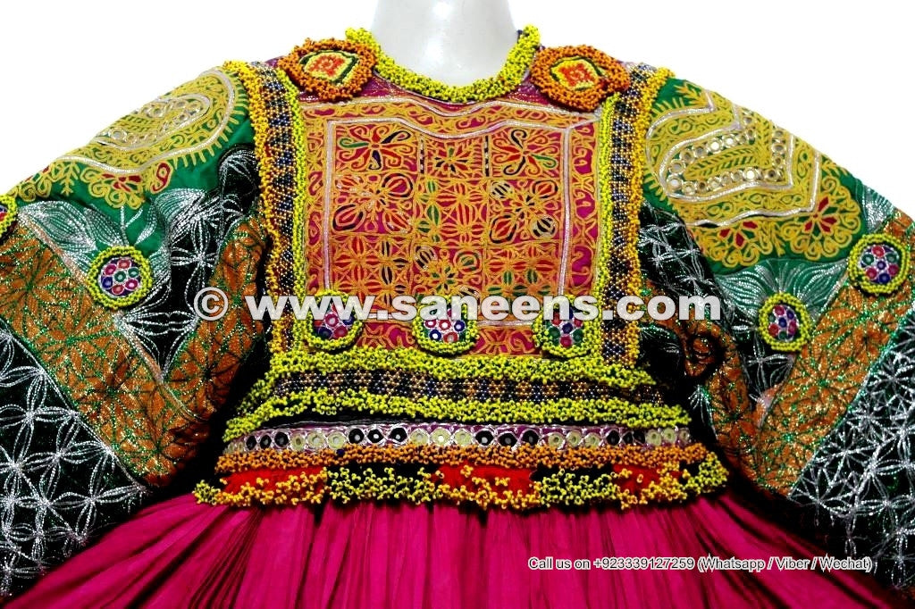 Tribal Fusion Costume Full Embroidered Kuchi Frock Afghan Nomad Vintage Clothes