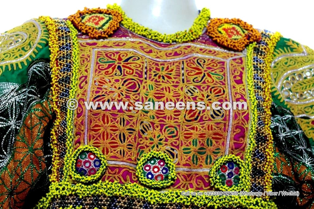 Tribal Fusion Costume Full Embroidered Kuchi Frock Afghan Nomad Vintage Clothes