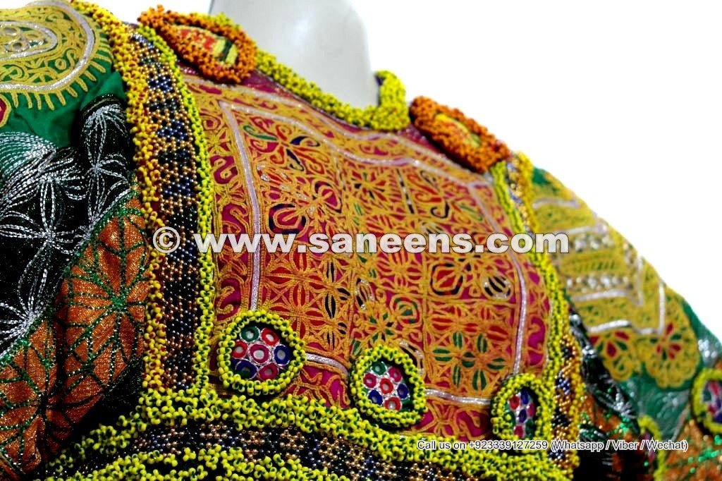 Tribal Fusion Costume Full Embroidered Kuchi Frock Afghan Nomad Vintage Clothes