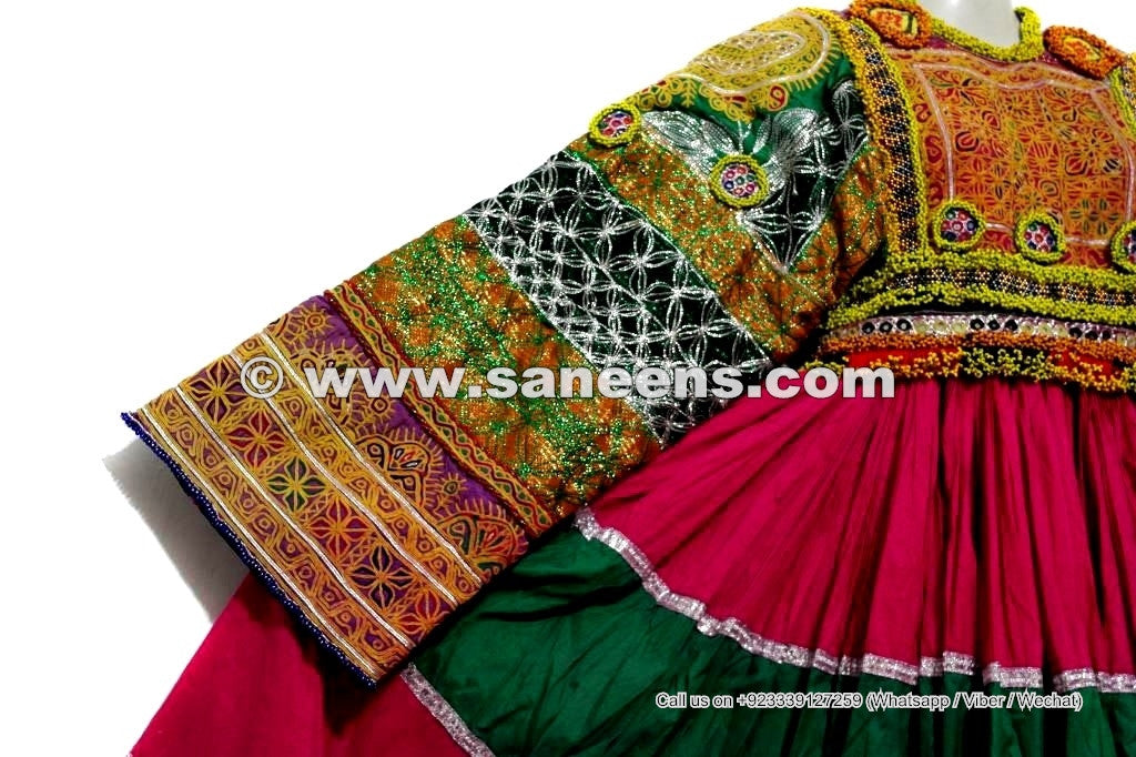 Tribal Fusion Costume Full Embroidered Kuchi Frock Afghan Nomad Vintage Clothes