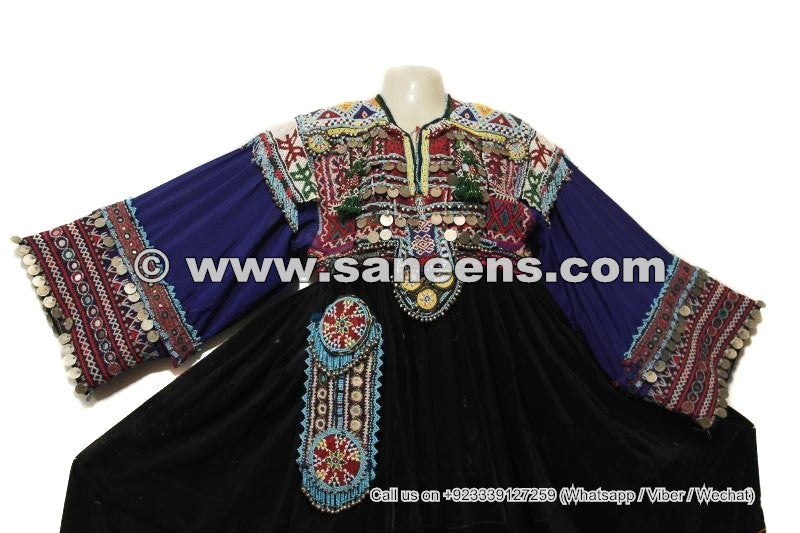 Afghan Kuchi Black Vintage Frock