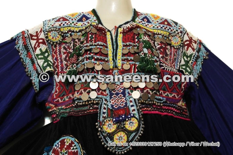 Afghan Kuchi Black Vintage Frock