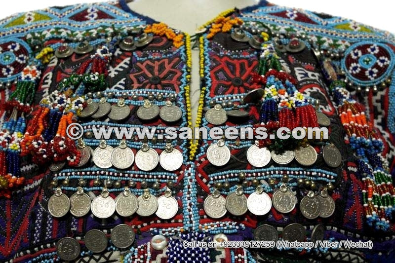 Afghan Vintage Black Dress With Tassels