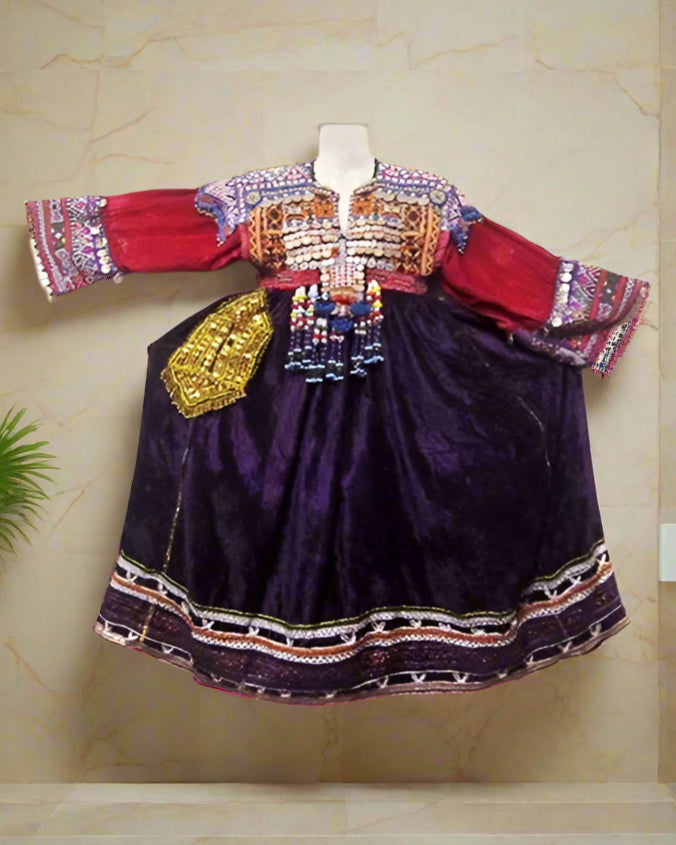 Tribal Kuchi Coins Vintage Purple Dress