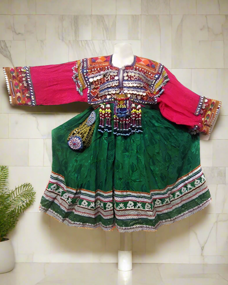 balochi tribal ethnic frock with coins