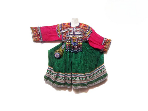 Balochi Tribal Vintage Coins Green Dress