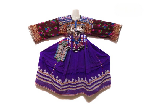 Balochi Tribal Coins Purple Vintage Frock
