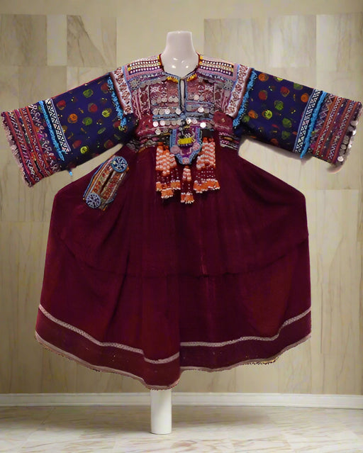 afghan kuchi coins dress, balochi fashion long frocks