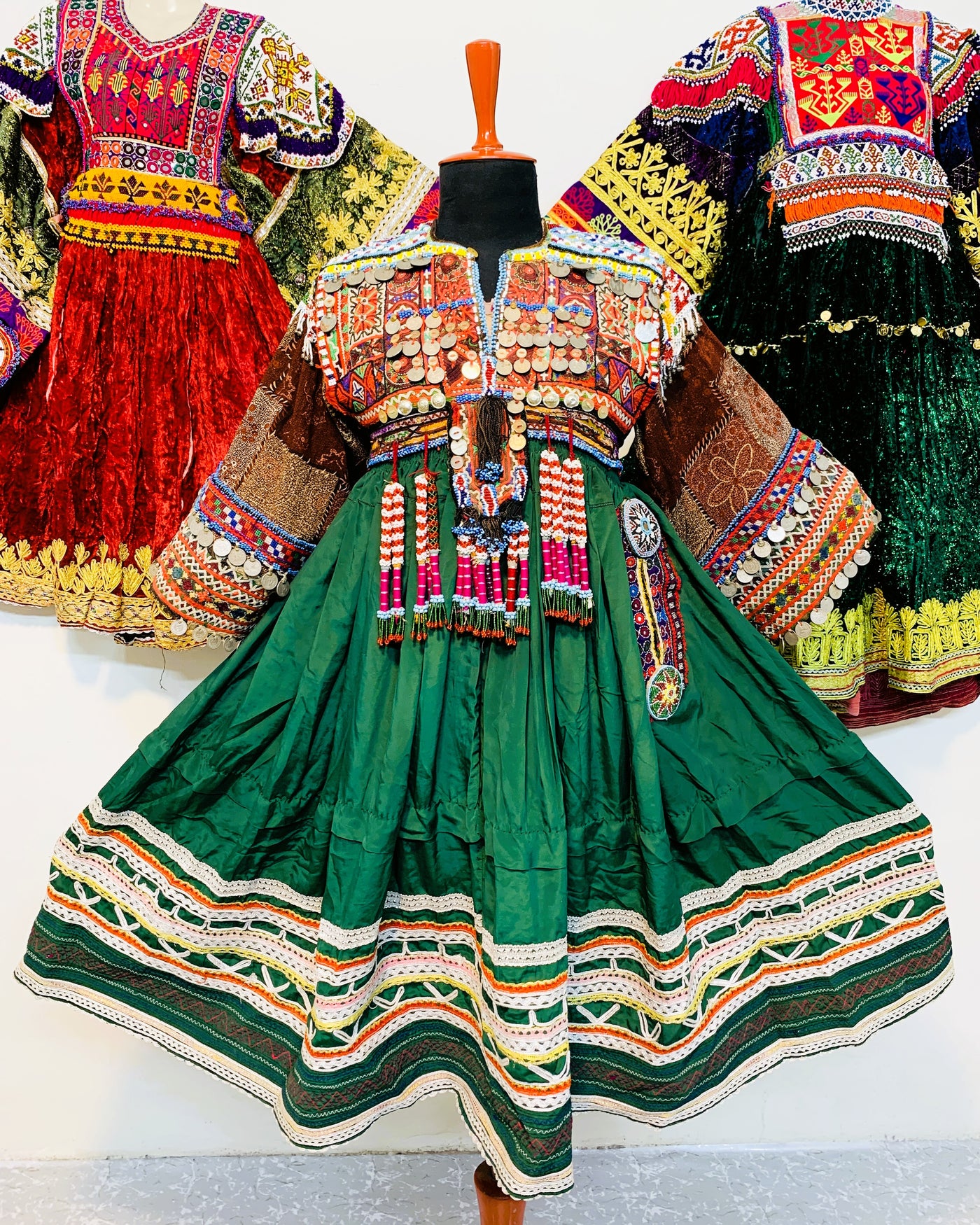 Kuchi Coins Frock In Green