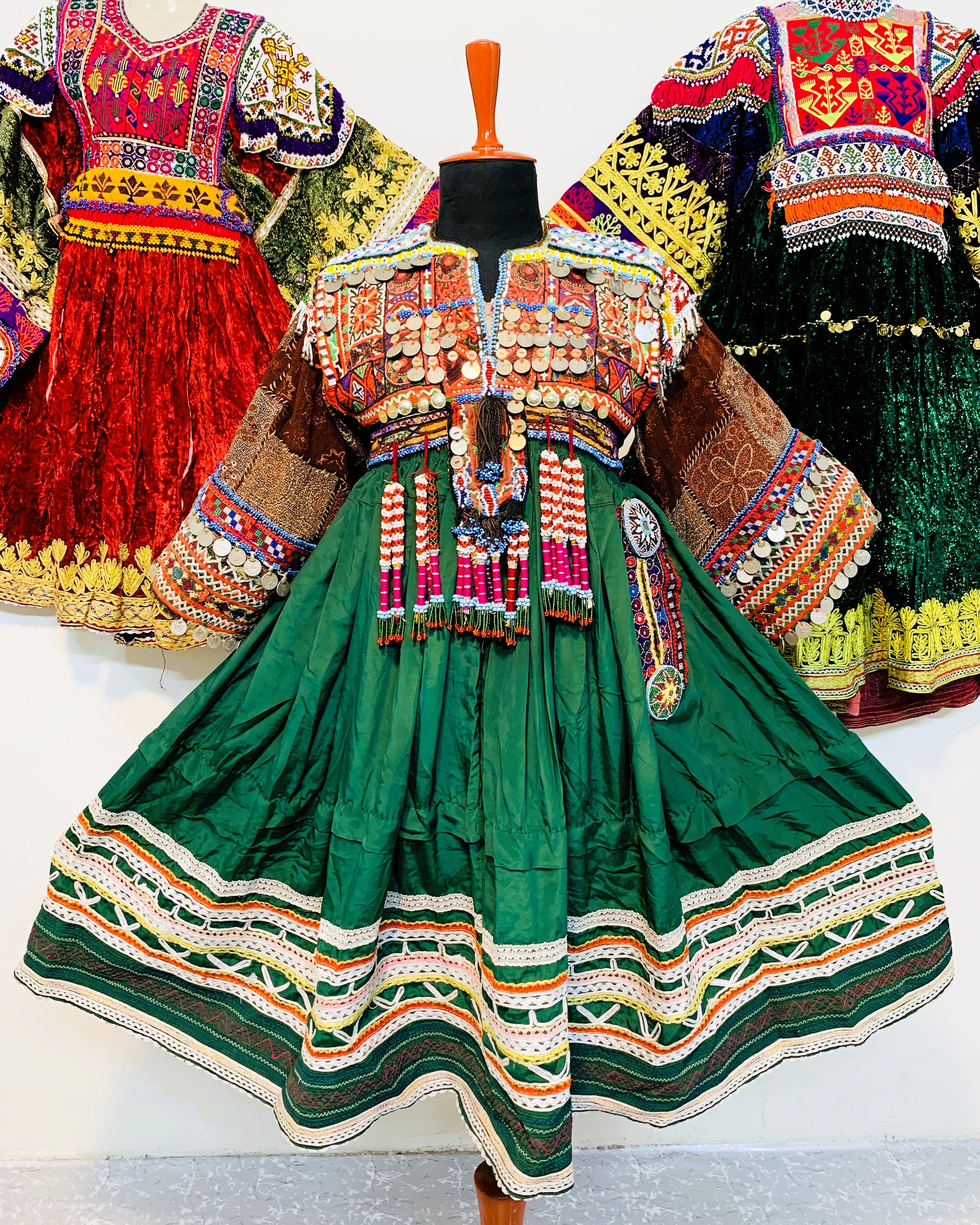 Kuchi Coins Frock In Green