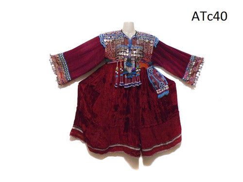 Afghan Baloch Vintage Coins Maroon Dress