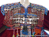 Afghan Baloch Vintage Coins Maroon Dress