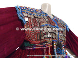 Afghan Baloch Vintage Coins Maroon Dress