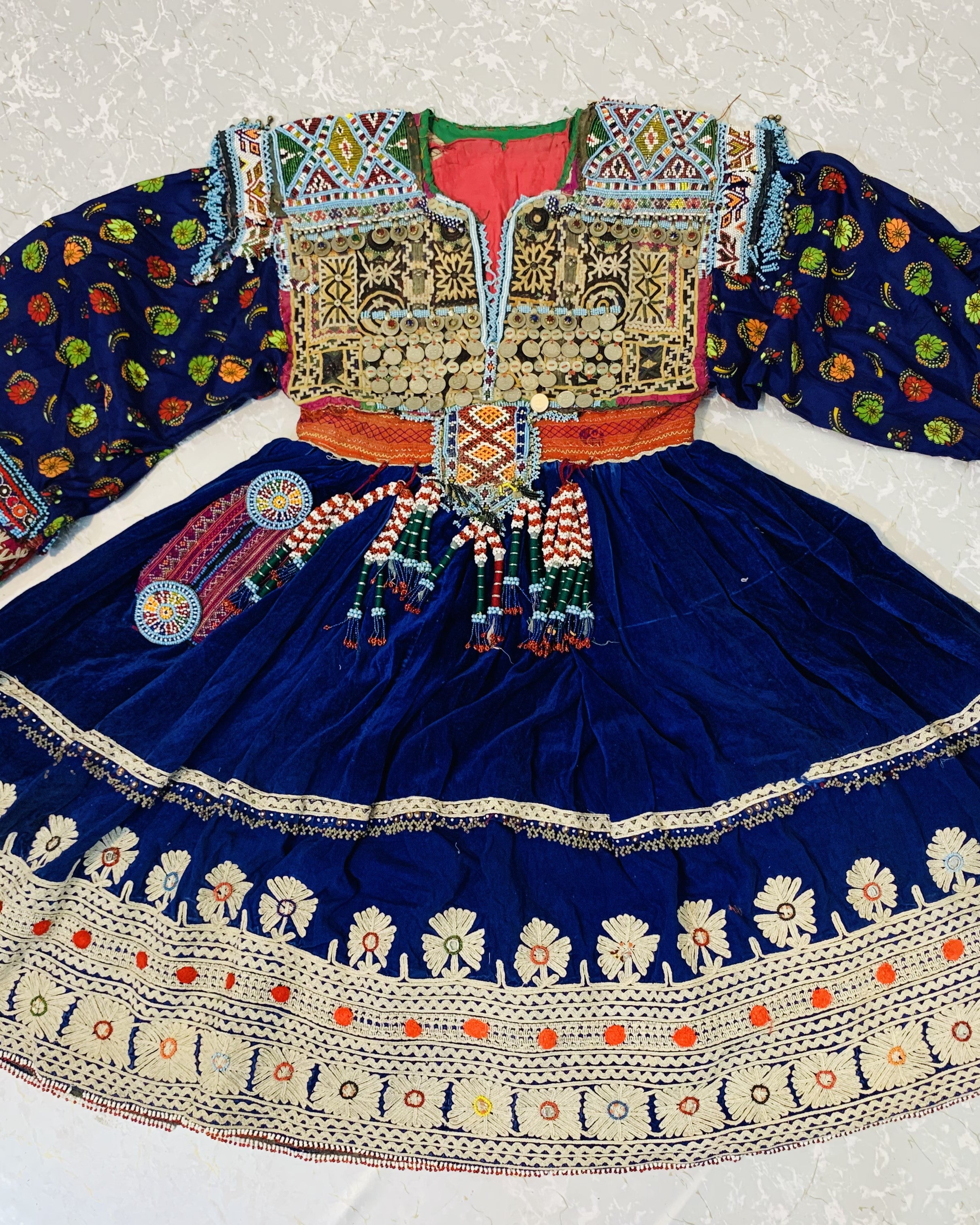 Tribal Nomad Vintage Blue Velvet Frock | Afghan Dress saneens.com Tribal Nomad Vintage Blue Velvet Frock | Afghan Dress saneens.com