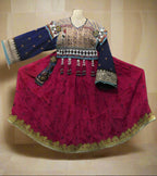 afghan kuchi coins frock in pink color