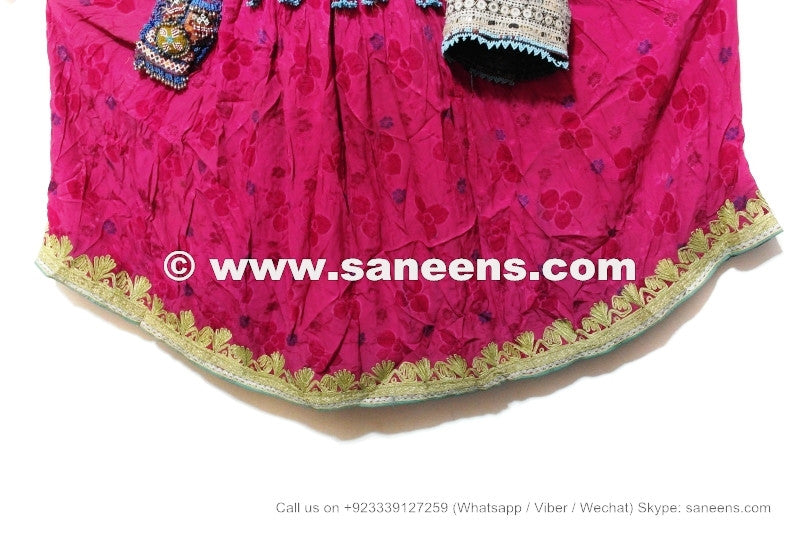 pink color muslim pashtun silk embroidery work frock