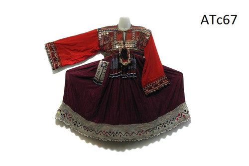 Baloch Tribal Vintage Maroon Dress