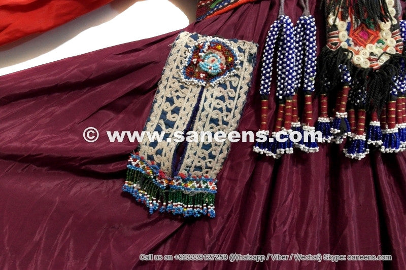 handmade tribal fashion long dress in burgundy color