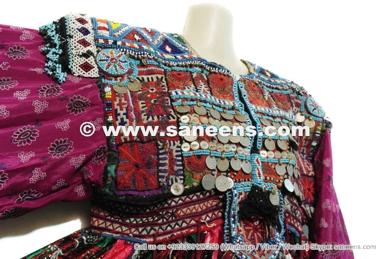 kuchi fashion long dress with hand embroidery patches