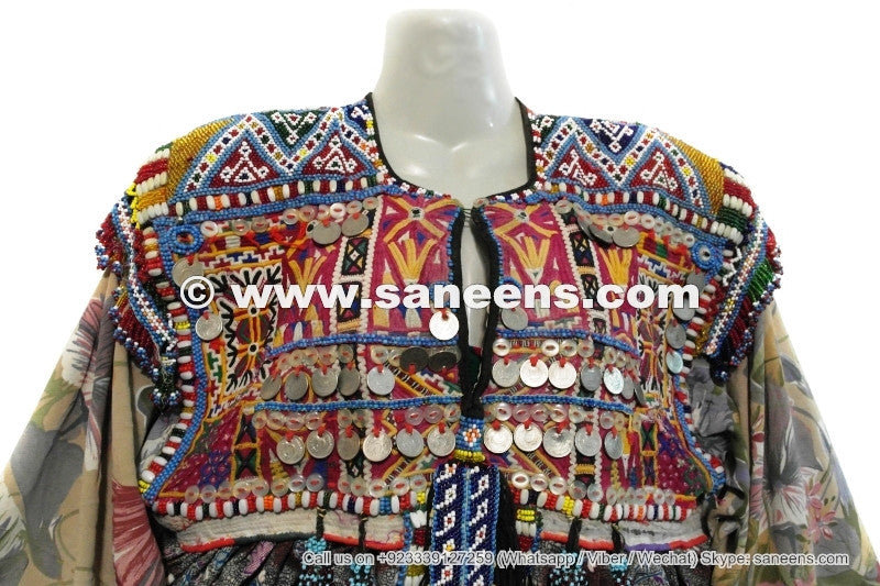 afghan clothing with coins beads and embroidery work